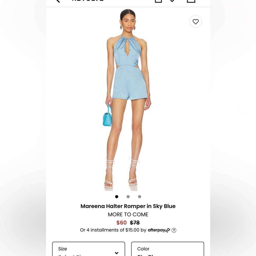 Light blue Revolve romper, size small, worn once